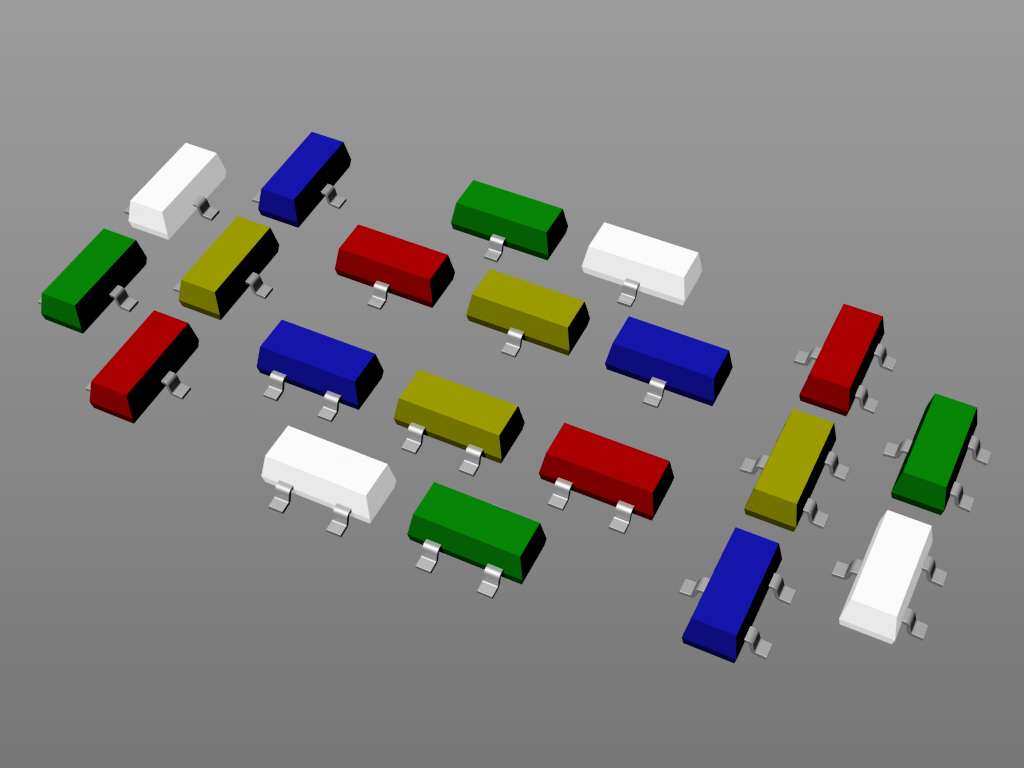 采用SOT23封装的红色、黄色、蓝色、白色和绿色LED SMD